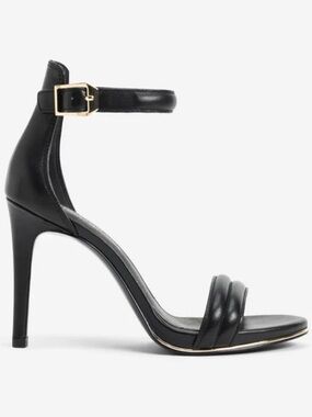Kenneth Cole Black Leather Ankle-Strap Stiletto Sandal